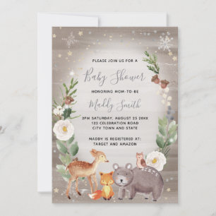 Cute Woodland Animals Winter Baby Shower Neutral Invitation