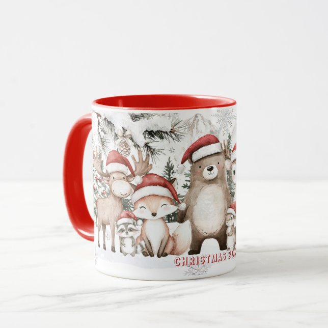 Cute Woodland Animals Winter Wonderland Christmas  Mug (Front Left)
