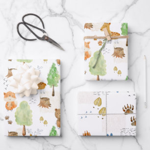 Cute Woodland Animals  Wrapping Paper Sheet