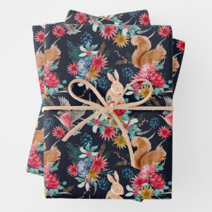 Cute Woodland Animals Wrapping Paper Sheet
