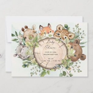 Cute Woodland Baby Animals Baby Shower Invitation