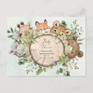 Cute Woodland Baby Animals Baby Shower Invitation Postcard