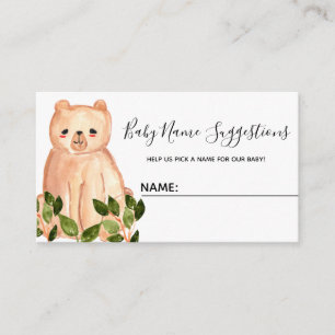 Cute woodland baby bear name suggestion card
