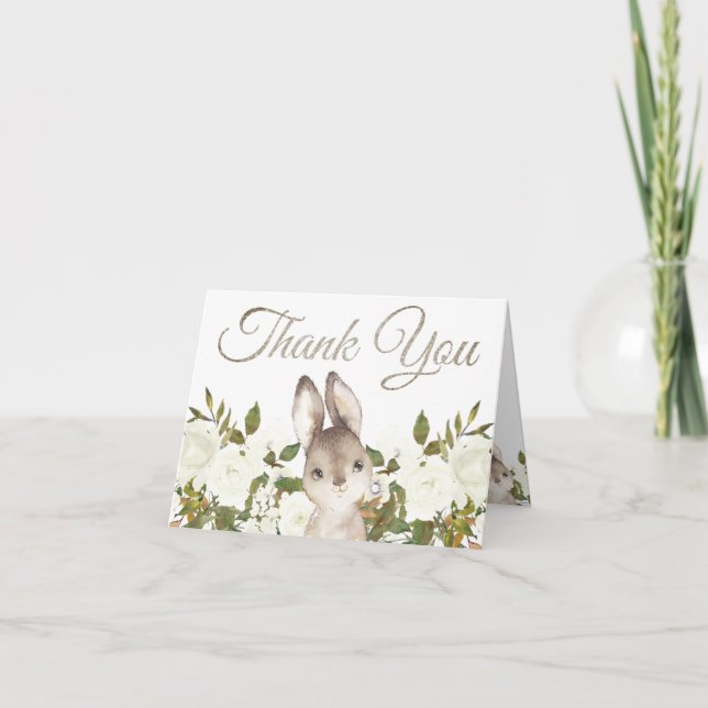 Cute Woodland Baby Bunny Birthday Thank You (Front)
