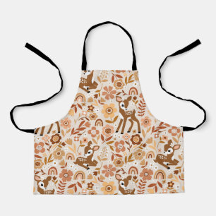 Cute Woodland Baby Deer Floral Pattern Apron