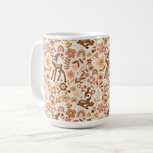Cute Woodland Baby Deer Floral Pattern Coffee Mug