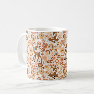 Cute Woodland Baby Deer Floral Pattern Coffee Mug