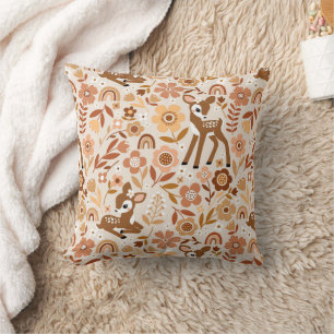 Cute Woodland Baby Deer Floral Pattern Cushion