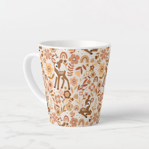Cute Woodland Baby Deer Floral Pattern Latte Mug