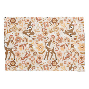 Cute Woodland Baby Deer Floral Pattern Pillowcase