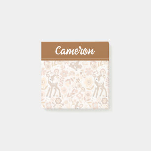 Cute Woodland Baby Deer Floral Pattern Post-it Notes