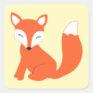 Cute Woodland Baby Fox Square Sticker