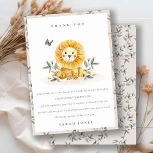 Cute Woodland Baby Lion Foliage Any Age Birthday Thank You Card