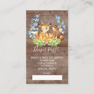 Cute Woodland Baby Shower Diaper Raffle Ticket Enclosure Card