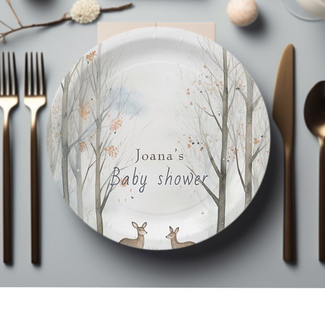 Cute woodland baby shower  paper plate (Creator Uploaded)