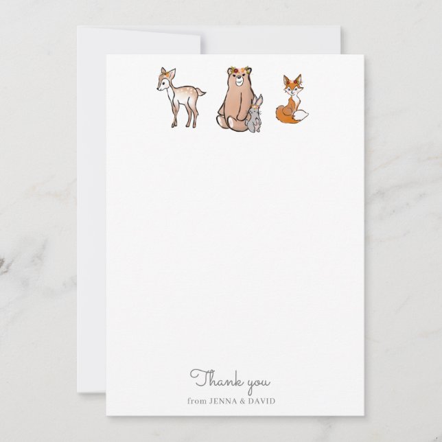 Cute Woodland | Baby Shower Thank You Card (Front)