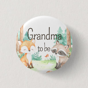 Cute Woodland Baby Shower Theme Grandma to Be 3 Cm Round Badge