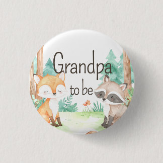 Cute Woodland Baby Shower Theme Grandpa to Be 3 Cm Round Badge