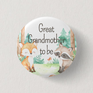 Cute Woodland Baby Shower Theme Great Grandmother 3 Cm Round Badge