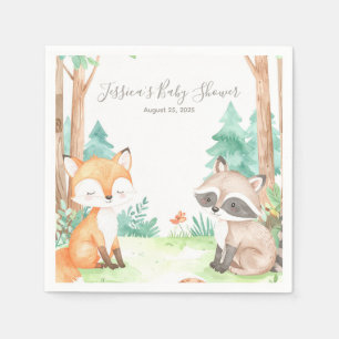 Cute Woodland Baby Shower Theme Invitation Napkin