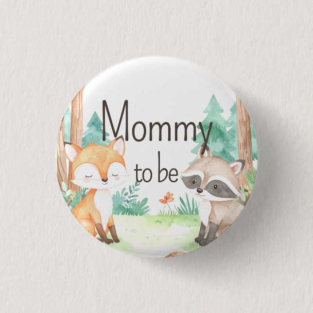 Cute Woodland Baby Shower Theme Mummy to Be 3 Cm Round Badge (Front)