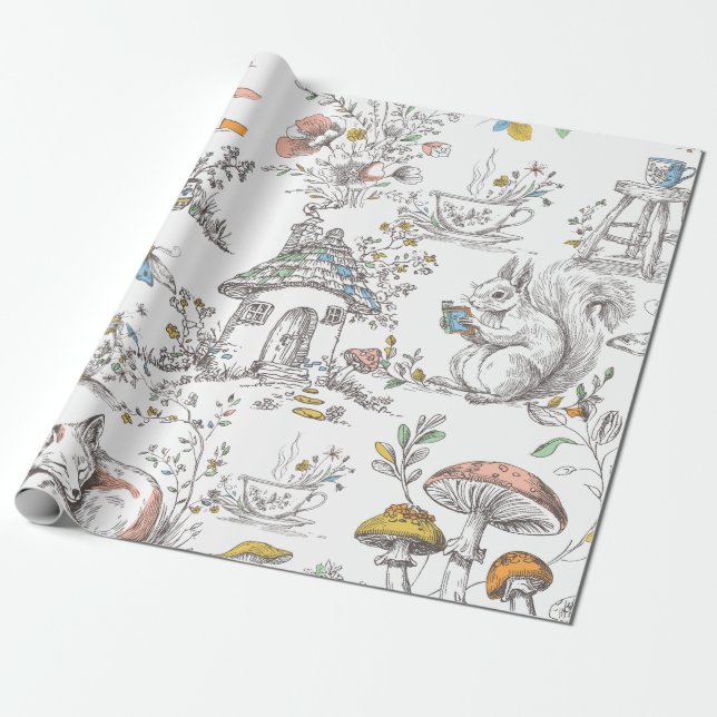  Cute Woodland Baby Shower Wrapping Paper (Unrolled)