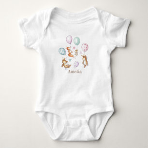 Cute Woodland balloon animals body suit for a girl Baby Bodysuit