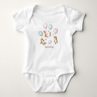 Cute Woodland balloon animals body suit for a girl Baby Bodysuit