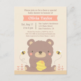 Cute Woodland Bear Baby Shower Invitations
