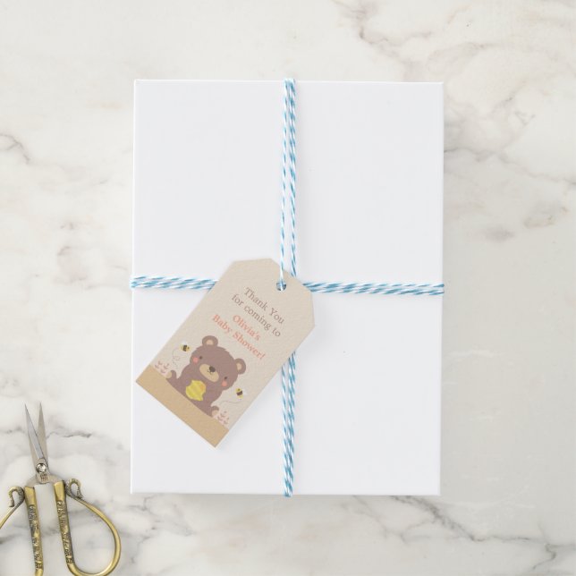 Cute Woodland Bear Baby Shower Thank You Gift Tags (With Twine)