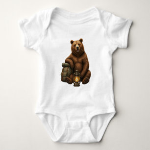 Cute Woodland Bear Cartoon T-Shirt Baby Bodysuit