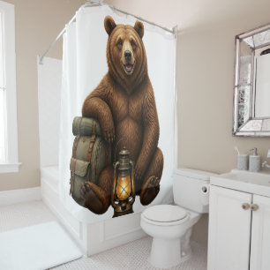 Cute Woodland Bear Cartoon T-Shirt Shower Curtain
