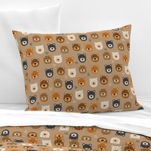 Cute woodland bear kids pillowcase