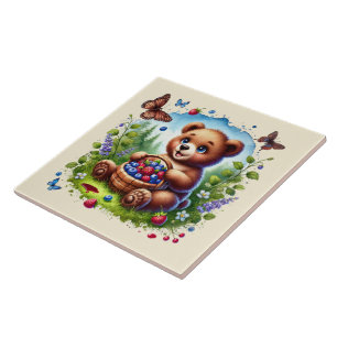 Cute woodland bear lovers tile