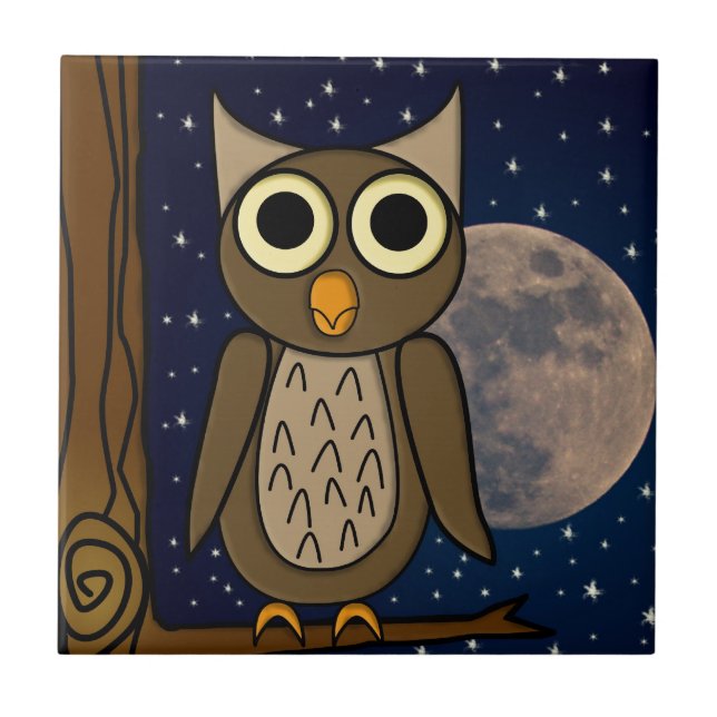 Cute Woodland Bird Artwork Tile (Front)