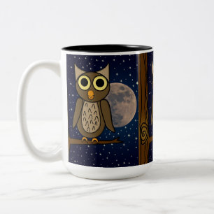 Cute Woodland Bird Artwork Two-Tone Coffee Mug