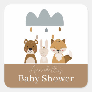 Cute Woodland Boho Baby Animals Square Sticker