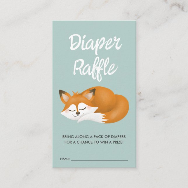 Cute Woodland Boys Baby Shower Diaper Raffle Enclosure Card (Front)