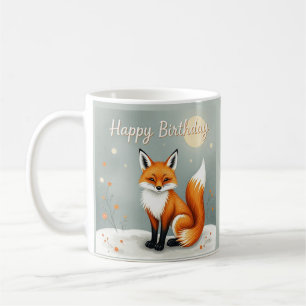 Cute Woodland Brown Fox Happy Birthday Coffee Mug