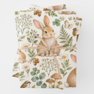 Cute Woodland Bunny Baby Shower Wrapping Paper