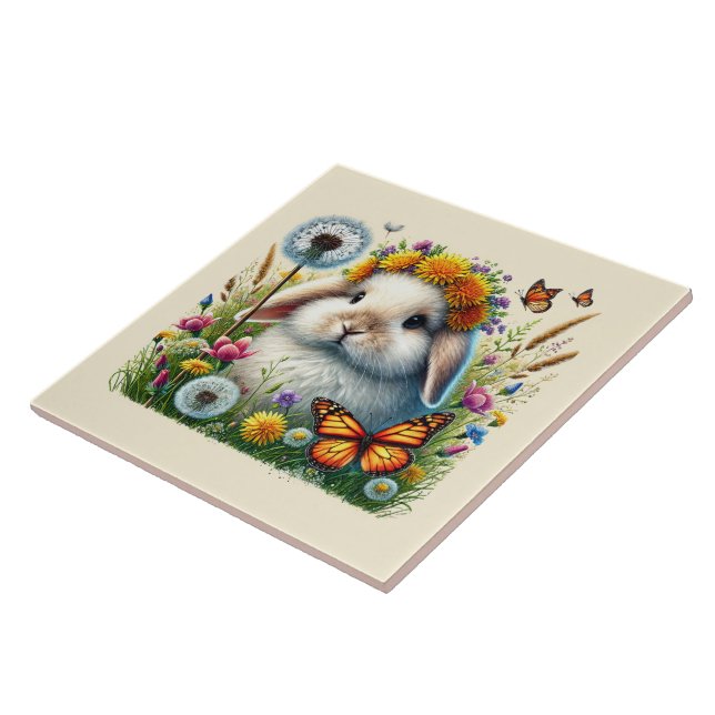 Cute woodland bunny bitterflies tile (Side)