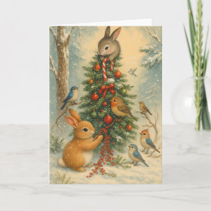 Cute woodland bunny christmas festive winter cozy  card
