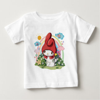 Cute Woodland Bunny & Flowers Baby T-Shirt
