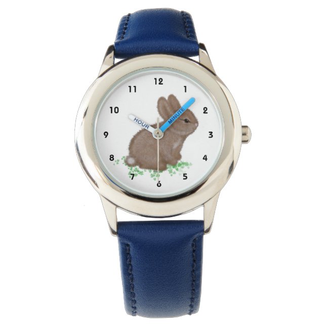 Cute Woodland Bunny in Clover Watch (Front)