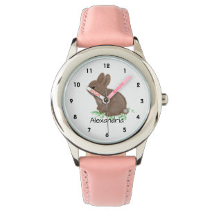 Cute Woodland Bunny Name Personalised Watch