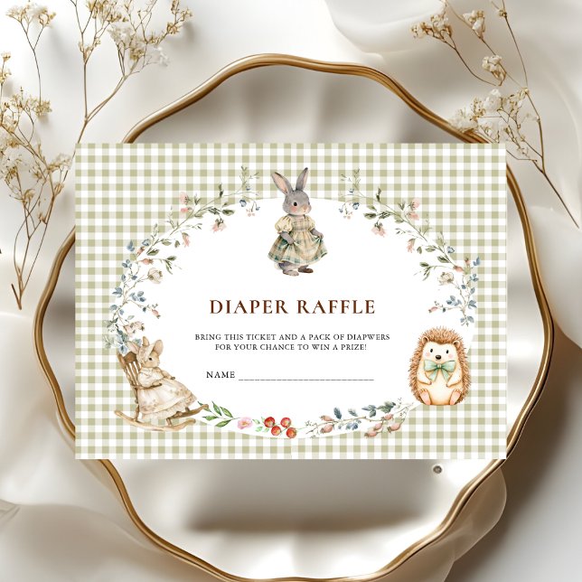 Cute Woodland Bunny Rabbit Diaper Raffle Insert (Creator Uploaded)