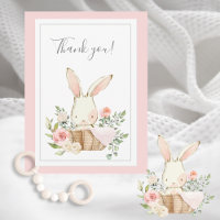 Cute Woodland Bunny Rabbit Flat Thank You Card