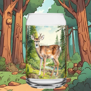 Cute woodland Country deer  Can Glass