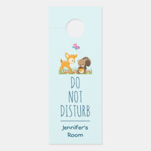 Cute Woodland Creatures Cartoon Illustration Door Hanger