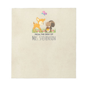Cute Woodland Creatures Cartoon Illustration Notepad